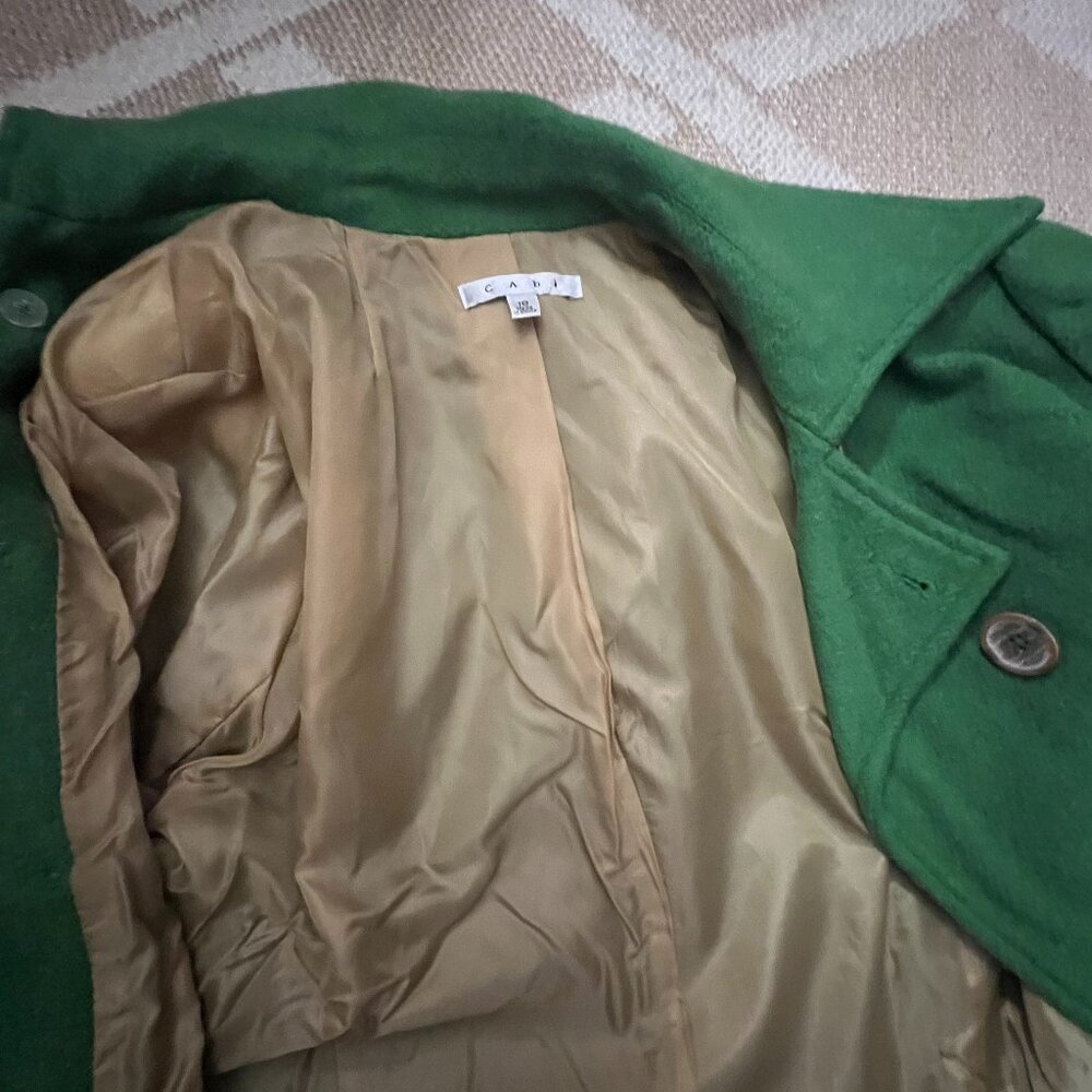 CAbi Green Wool Blend Peacoat Size 10 | Vintage Style Cropped Jacket - Picture 5 of 6